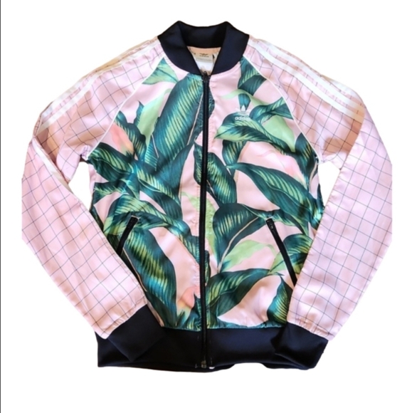 Adidas Original X Farm Rio Palm Print Bomber Track Jacket  (W Size XS) - Picture 1 of 13